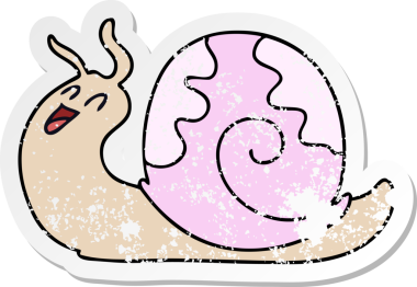 Bir insan tarafından çizilmiş garip bir el salyangozunun sıkıntılı çıkartması.