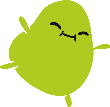 Bir insan tarafından çizilmiş zıplayan sevimli bir fasulyenin serbest çizimi.