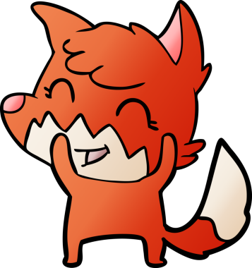 Bir insan tarafından çizilmiş mutlu çizgi film tilkisi.