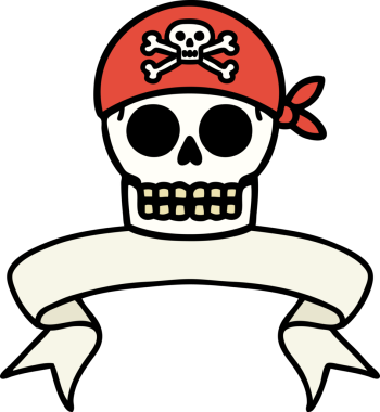 Bir insan tarafından çizilmiş korsan kafatası dövmeli.