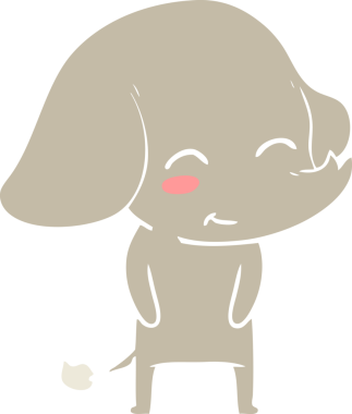 Bir insan tarafından çizilmiş düz renk çizgi film fili.