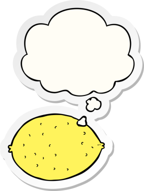 Düşünce baloncuklu çizgi film limonu insan tarafından çizilmiş bir çıkartma gibi.