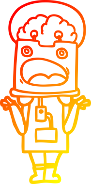 Bir insan tarafından çizilen çizgi film robotunun sıcak çizgi çizimi