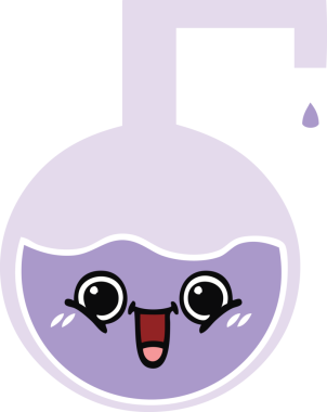 Bir insan tarafından çizilmiş bir bilim deneyinin düz renkli retro karikatürü