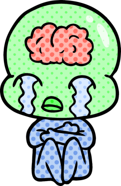 Bir insan tarafından çizilmiş koca beyinli bir uzaylı ağlaması.