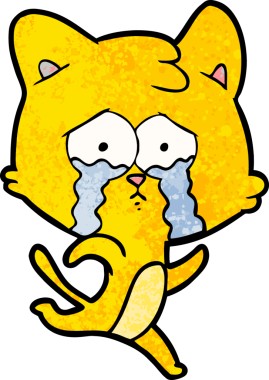 Bir insan tarafından çizilmiş ağlayan kedi çizgi filmi.