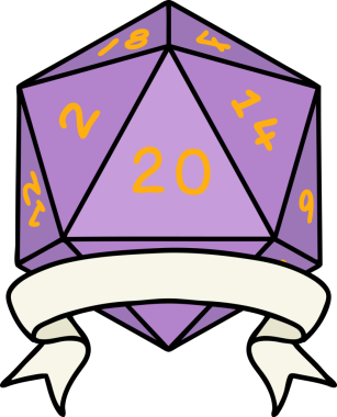 Retro Dövme Biçimi Doğal 20 kritik vuruş D20 zar bir insan tarafından çizildi