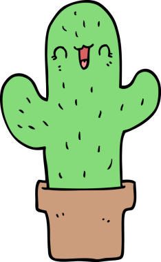 bir insan tarafından çizilmiş karikatür kaktüsü