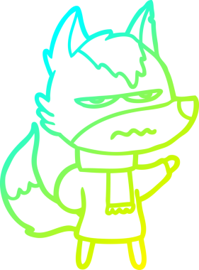 Bir insan tarafından çizilmiş, kızgın bir kurdun soğuk çizgi çizimi.