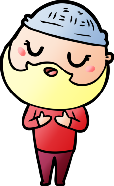 Bir insan tarafından çizilmiş sakallı bir çizgi film adamı.