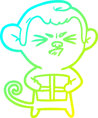 Bir insan tarafından çizilmiş kızgın bir maymunun soğuk çizgi çizimi.