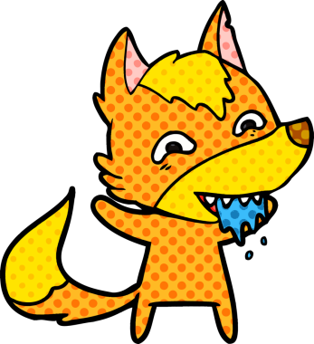 Bir insan tarafından çizilmiş tilki çizgi film karakteri