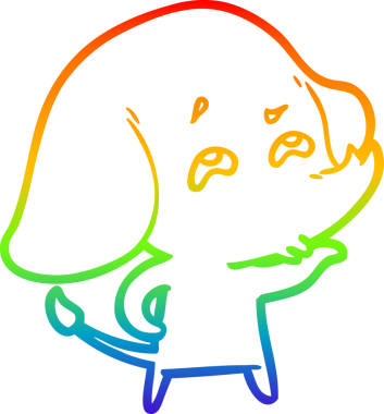 gökkuşağı gradyan çizimi bir insan tarafından çizilmiş bir fil karikatürü