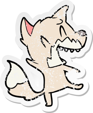 Bir insan tarafından çizilmiş gülen tilki çizgi filminin sıkıntılı çıkartması.