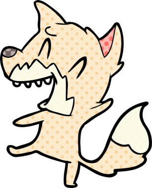 Bir insan tarafından çizilmiş gülen tilki çizgi filmi.