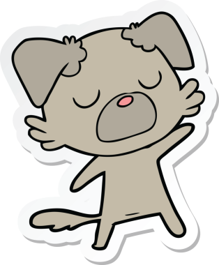 Bir insan tarafından çizilmiş bir köpeğin çıkartması.