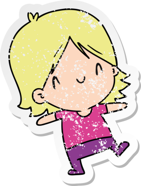 Bir insan tarafından çizilmiş sevimli bir kawai kızının sıkıntılı karikatür çizimi