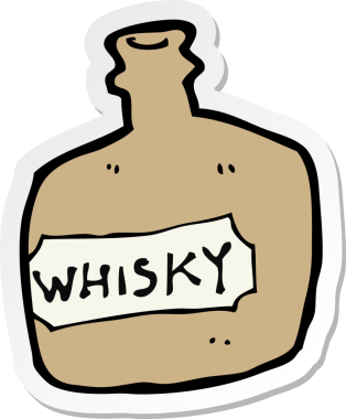 Bir insan tarafından çizilmiş viski kavanozunun çıkartması.