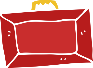 Bir insan tarafından çizilmiş düz renkli çizgi film çantası