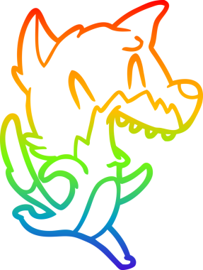 Gökkuşağı gradyan çizgisi bir insan tarafından çizilen gülen tilkinin çizimi