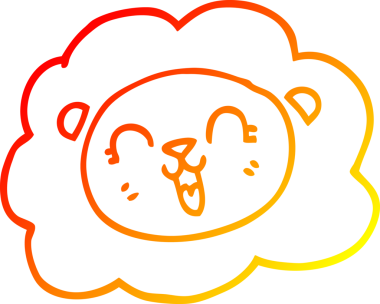 Bir insan tarafından çizilmiş karikatür aslanının sıcak çizgi çizimi