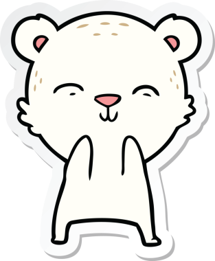 Bir insan tarafından çizilmiş mutlu bir kutup ayısının çıkartması.