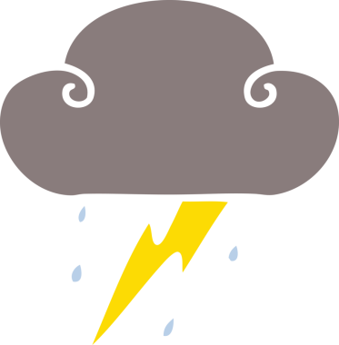 Bir insan tarafından çizilmiş tuhaf karikatür gökgürültüsü bulutu.