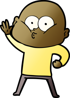 Bir insan tarafından çizilmiş kel bir adam.