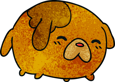 Bir insan tarafından çizilmiş, el yazısıyla çizilmiş şirin bir kawaii köpeği karikatürü.