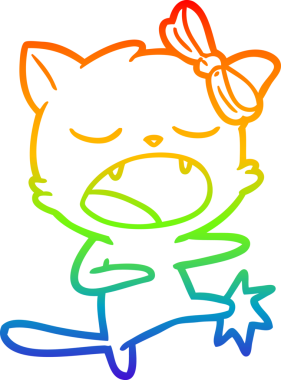 gökkuşağı gradyan çizgi çizimi Bir insan tarafından çizilen tekme kedi çizgi