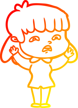 İnsan tarafından çizilmiş endişeli bir karikatür çizimi.