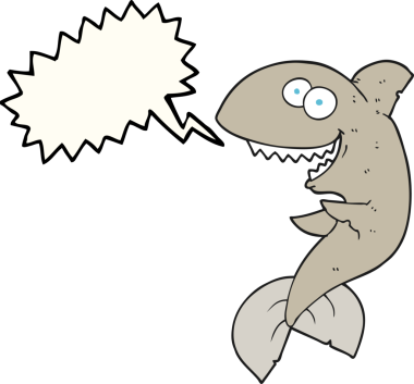 Bir insan tarafından çizilmiş serbest konuşma balonu karikatürü köpek balığı.