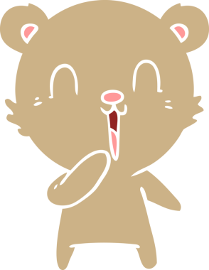 Bir insan tarafından çizilmiş mutlu, düz renkli çizgi film ayısı.