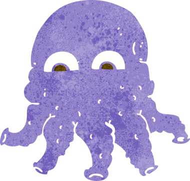 Bir insan tarafından çizilmiş uzaylı mürekkep balığı yüzü.