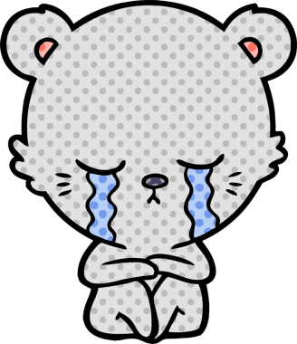 Bir insan tarafından çizilmiş ağlayan ayı karikatürü.