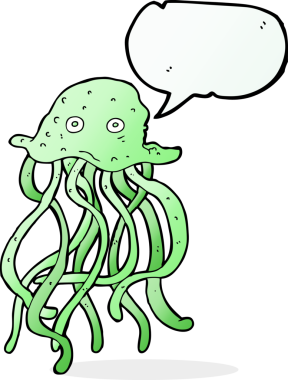 bir insan tarafından çizilmiş konuşma baloncuklu ahtapot.