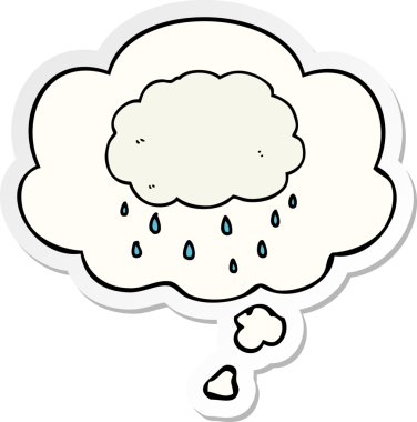 Düşünce baloncuklu karikatür yağmur bulutu insan tarafından çizilmiş bir çıkartma.