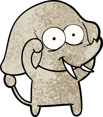 Bir insan tarafından çizilmiş mutlu bir fil.