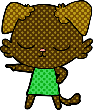 Bir insan tarafından çizilmiş şirin bir çizgi film köpeği.