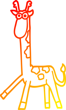 Bir insan tarafından çizilmiş yürüyen bir zürafanın sıcak çizgi çizimi