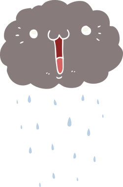 Bir insan tarafından çizilmiş düz renkli çizgi film bulutu