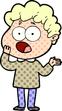 Bir insan tarafından çizilmiş bir karikatür adamı şaşkınlıkla nefes nefese kaldı.