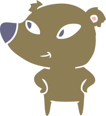 Bir insan tarafından çizilmiş şirin düz renkli çizgi film ayısı.