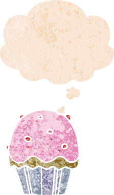 Düşünce baloncuklu çizgi film keki grunge sıkıntılı retro desenli bir insan tarafından çizilmiş