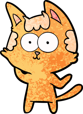 Bir insan tarafından çizilmiş mutlu çizgi film kedisi.