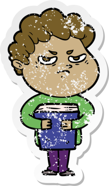 Bir insan tarafından çizilmiş kızgın bir adamın sıkıntılı çıkartması.