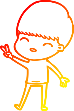 Bir insan tarafından çizilmiş mutlu çizgi film çocuğu çizimi.