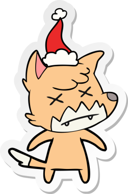 Bir insan tarafından çizilmiş Noel Baba şapkası giymiş ölü bir tilkinin el yazısı.