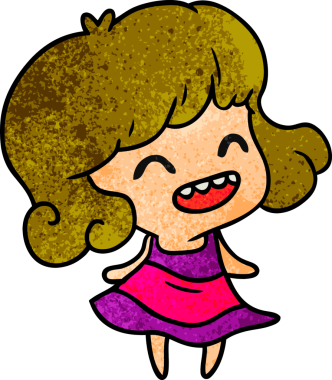 Bir insan tarafından çizilmiş, el yazısıyla çizilmiş tatlı bir kawai kızı karikatürü.