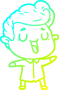 Bir insan tarafından çizilmiş mutlu bir çizgi film karakteri çizimi.